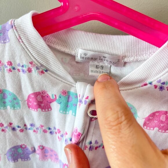 Kissy Kissy Baby Girl One Piece Elephant Escapades Footies- Size‎ 6-9m - Picture 2 of 3